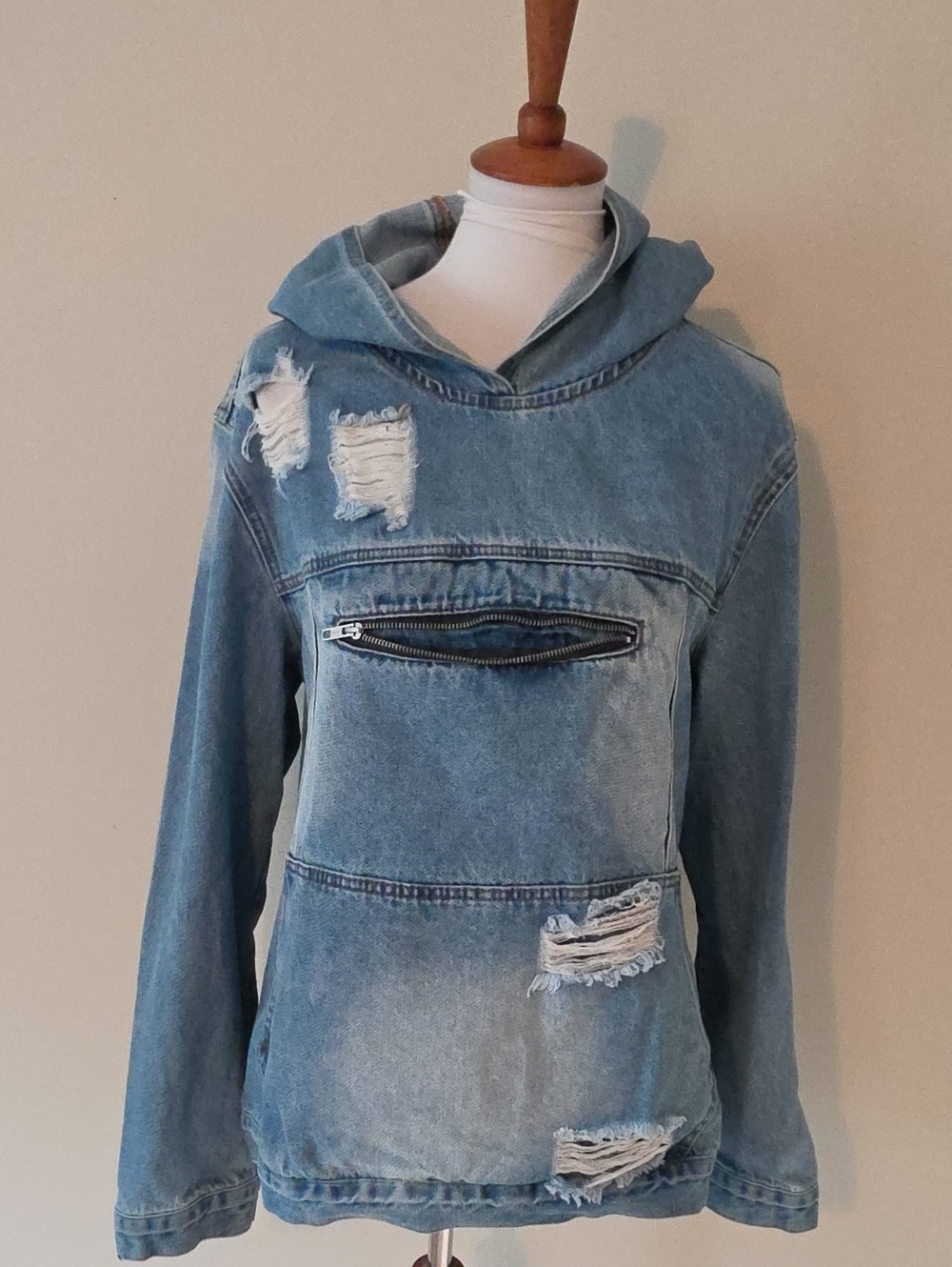 Manfinity Distressed Denim Hoodie Jacket